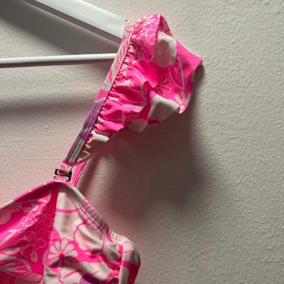 No Boundaries Ruffle Strap Floral Bandeau Swim Top - Picture 4 of 7